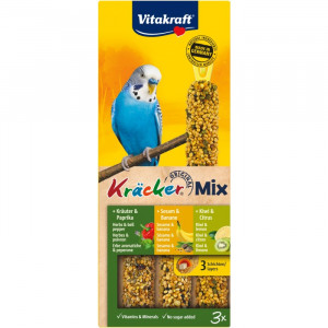 VITAKRAFT Kräcker Mix Banana, kiwi, pepper - pamlsky pro andulku - 3 ks.
