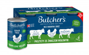 BUTCHER'S Original Mega pack mix tripe loaf recipe - mokré krmivo pro psy - 6 x 400g