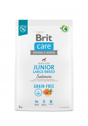Suché krmivo pro mladé psy (3 měsíce - 2 roky), velká plemena nad 25 kg - Brit Care Dog Grain-Free Junior Large salmon 3kg