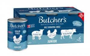 BUTCHER'S Original Junior Mega pack mix - mokré krmivo pro psy - 6 x 400g