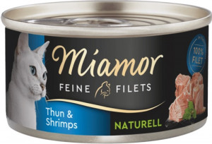MIAMOR Feine Filets Naturell Tuna with shrimps - mokré krmivo pro kočky - 80g