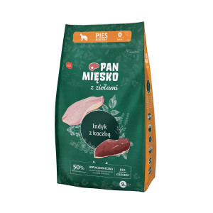 PAN MĘSKO with Herbs Turkey with duck M - suché krmivo pro psy - 9kg
