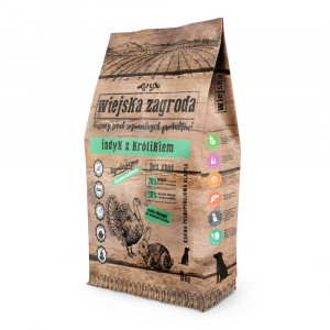 WIEJSKA ZAGRODA Krůta s králíkem S – suché krmivo pro psy – 9kg