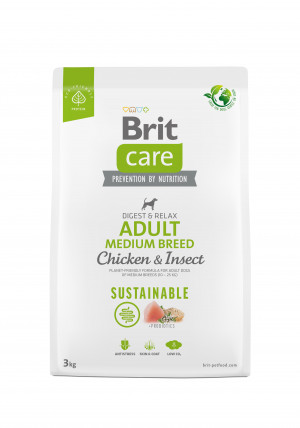 BRIT Care Dog Sustainable Adult Medium Breed Chicken & Insect - suché krmivo pro psy - 3 kg