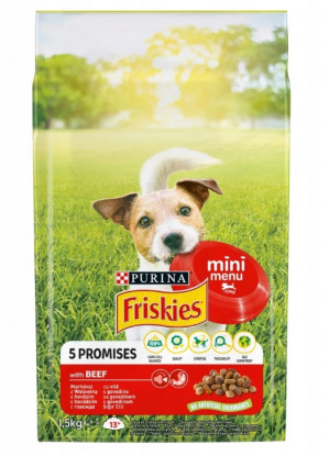  FRISKIES Mini Menu Hovězí se zeleninou - suché krmivo pro psy - 1,5 kg 