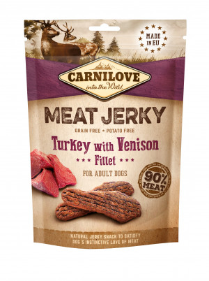 CARNILOVE Meat Jerky Turkey with Venison - snack pro psy - 100 g 