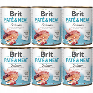 BRIT Paté & Meat Salmon - mokré krmivo pro psy - 6x800g