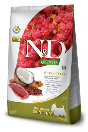 FARMINA N&D Quinoa Dog Skin&Coat Duck, Coconut Adult Mini - suché krmivo pro psy - 800 g