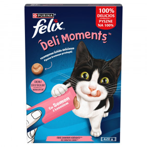 PURINA Felix Deli Moments Salmon - pamlsek pro kočky - 4x10g
