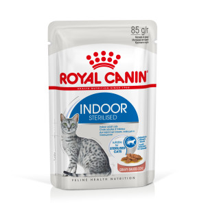 ROYAL CANIN Indoor Sterilized - Mokré krmivo pro kočky - Kousky v omáčce 12x85 g