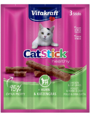 VITAKRAFT CatStick Mini Chicken with grass - pamlsek pro kočky - 3 kusů