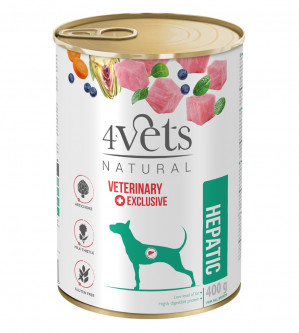 4VETS Natural Hepatic Dog - vlhké krmivo pro psy - 400 g