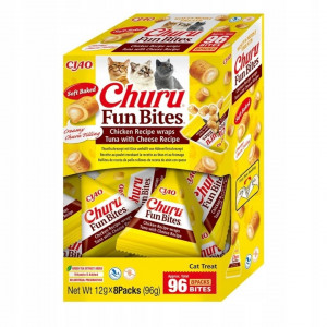 INABA Churu fun bites Chicken Recipe wraps Tuna with Cheese Recipe - pamlsek pro kočky - 8x12g (96g)