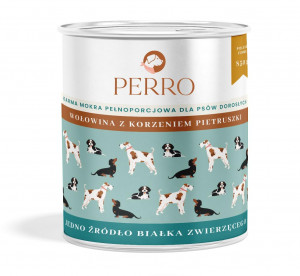 PERRO Beef with parsley root - mokré krmivo pro psy - 850g