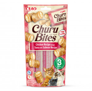 INABA Churu Bites Kuře s tuňákem a lososem - pamlsek pro kočky - 3x10 g