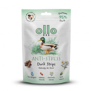 OLLO Air-Dried Anti-Stress Duck strips - pamlsek pro psa - 80g