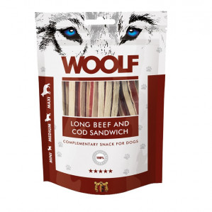 WOOLF Long Beef and Cod Sandwich - pamlsek pro psa - 100g