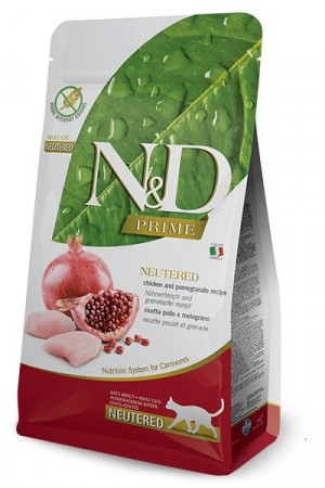 FARMINA N&D Prime Chicken & Pomegranate Adult Neutered - suchá karma pro kočku - 5 kg