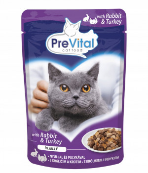 PREVITAL Turkey and rabbit in jelly - mokré krmivo pro kočky - 100g