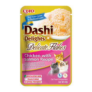 INABA CAT Dashi Delights Jemné Vločky Kuře s Lososem - pamlsek pro kočky - 40g