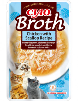 INABA Ciao Broth Chicken & Scallop - pamlsek pro kočky - 40g
