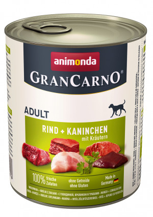 ANIMONDA GranCarno Adult Beef, rabbit and herbs - vlhké krmivo pro psy - 800g