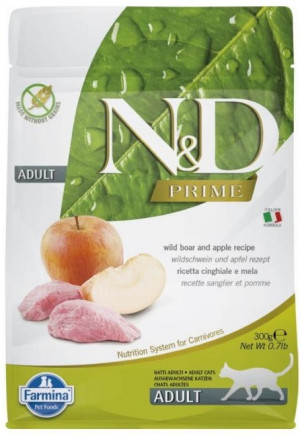 FARMINA N&D Prime Cat Boar and Apple Adult - suché krmivo pro kočky - 300 g 
