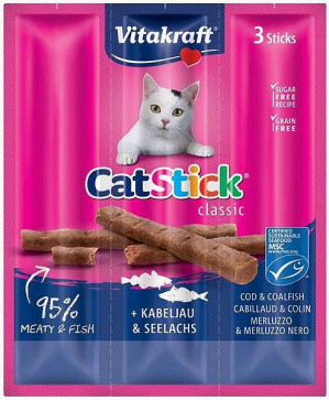 VITAKRAFT CatStick Classic Cod and saithe - pamlsek pro kočky - 18g