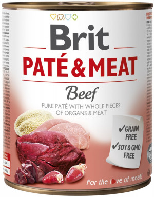 BRIT Paté & Meat s hovězím masem - mokré krmivo pro psy - 800 g