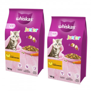 WHISKAS Junior s kuřecím – suché krmivo pro koťata – 2×14 kg