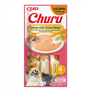 INABA Churu Salmon with chicken recipe - pamlsek pro kočky - 4x14g