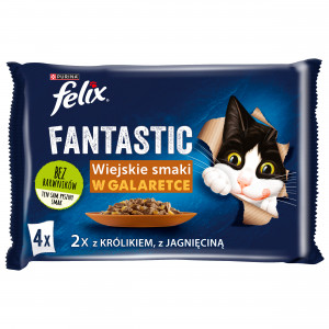 Felix Fantastic králík, jehněčí - mokré krmivo pro kočky 340g (4x 85g)