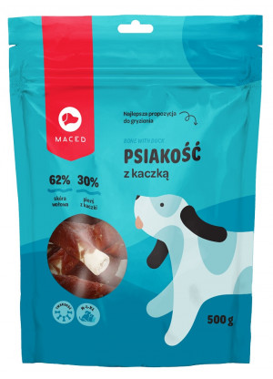 MACED Duck wrapped thicker rawhide stick - žvýkačka pro psy - 500g