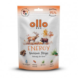 OLLO Air-Dried Energy Venison strips - pamlsek pro psa - 80g