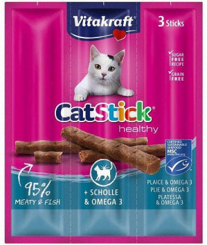 VITAKRAFT CatStick Mini with flounder and Omega-3 - pamlsek pro kočky - 3 kusů