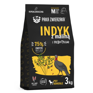 PAKA ZWIERZAKA Turkey with raspberry M - suché krmivo pro psy - 3kg