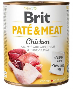 BRIT Paté & Meat s kuřecím masem - mokré krmivo pro psy - 800g