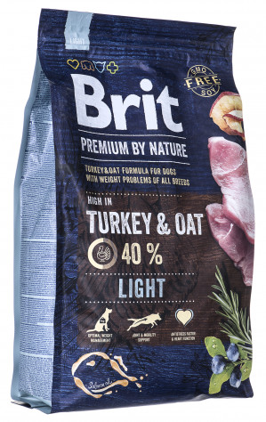 BRIT Premium by Nature Light Turkey&Oat - suché krmivo pro psy - 3 kg
