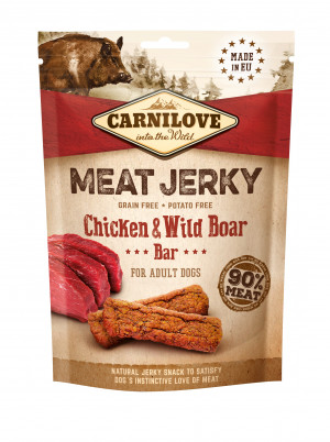 CARNILOVE MEAT JERKY Chicken with Wild Boar - svačina pro psy - 100 g
