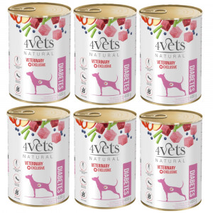 4VETS Natural Diabetes Dog - vlhké krmivo pro psy - 6x400g
