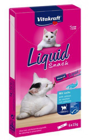 VITAKRAFT Liquid Snack Salmon - pamlsek pro kočky - 6 x 15g