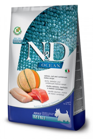 FARMINA N&D Ocean Dog Salmon, Cod, Cantaloupe, Melon Adult Mini - suché krmivo pro psy - 2.5 kg