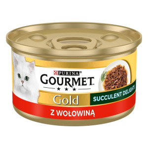 PURINA Gourmet Gold Succulent Delights Beef - mokré krmivo pro kočky - 85g 