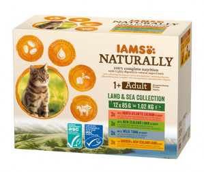 IAMS Naturally Adult Land and Sea collection - mokré krmivo pro kočky - 12 x 85g