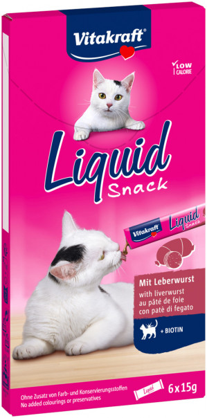 VITAKRAFT Tekutá svačina játra s biotinem - kočičí pochoutka - 6x15g
