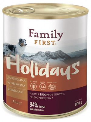 FAMILY FIRST Holidays Adult Lamb, Beef, Potato - Mokré krmivo pro psy - 800 g