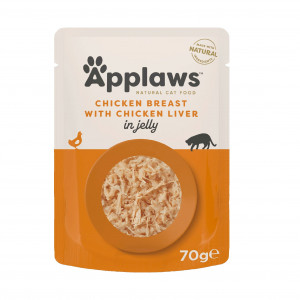 APPLAWS Chicken breast with chicken liver in jelly - mokré krmivo pro kočky - 70g