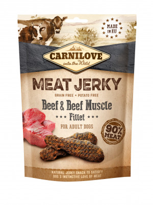 CARNILOVE Meat Jerky BeefCARNILOVE Meat Jerky Beef & Beef muscle fillet - przysmak dla psa - 100g & Beef muscle fillet - pamlsek pro psa - 100g