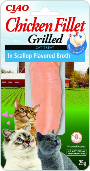 INABA Grilled Chicken Extra tender fillet in scallop flavored broth - pamlsek pro kočky - 25 g