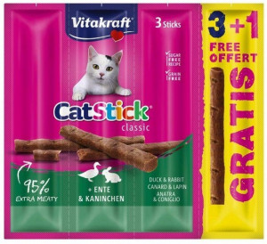 VITAKRAFT CatStick Duck with rabbit - pamlsek pro kočky - 3 + 1 gratis! 
